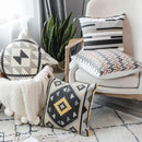 Geometric grey embroidered cotton pillow cover living room decor