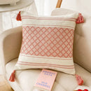 Geometric jacquard tassel cushion cover living room blue diamond decor