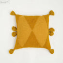 Geometric knitted mustard blue cushion cover living room tassel decor