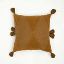 Geometric knitted mustard blue cushion cover living room tassel decor