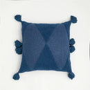 Geometric knitted mustard blue cushion cover living room tassel decor