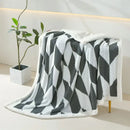 Geometric lavender & white lamb wool blanket bedroom throw cozy fleece