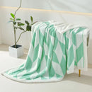 Geometric lavender & white lamb wool blanket bedroom throw cozy fleece