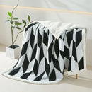 Geometric lavender & white lamb wool blanket bedroom throw cozy fleece