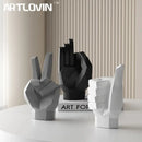 Geometric matte gray black & white gesture art decor living room set