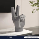 Geometric matte gray black & white gesture art decor living room set
