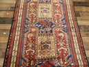 Geometric Meshkin Persian Vintage Runner Rug Handmade Wool Carpet - 4'0"x 10'4"