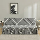 Geometric orange & black elastic armless futon sofa cover living room