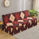 Geometric orange & black elastic armless futon sofa cover living room