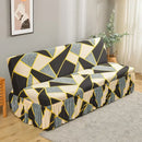 Geometric orange & black elastic armless futon sofa cover living room