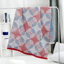 Geometric orange & blue cotton gauze bath towel set for bathroom