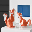 Geometric orange & white decorbites fox figurine living room decor