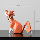 Geometric orange & white decorbites fox figurine living room decor