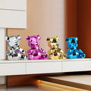 Geometric pink & blue electroplated teddy bear sculpture living room