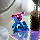 Geometric pink & blue electroplated teddy bear sculpture living room