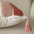 Geometric pink & white embroidered pillow covers living room decor