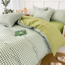 Geometric pink & white gingham ruffled quilt cover set bedroom