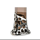Geometric silver and amber glass vase living room sculpted terrarium