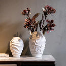 Geometric spiral white ceramic vase fruit platter living room decor