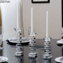Geometric stacked cube crystal candle holder dining room decor
