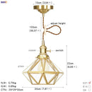 Geometric star glass copper led pendant light for kitchen
