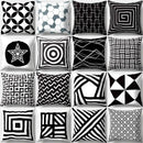 Geometric star print black & white pillow cover living room decor