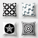 Geometric star print black & white pillow cover living room decor