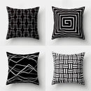 Geometric star print black & white pillow cover living room decor