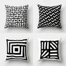 Geometric star print black & white pillow cover living room decor