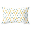 Geometric striped curved rectangle pillows yellow & teal living room