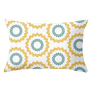 Geometric striped curved rectangle pillows yellow & teal living room