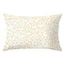 Geometric striped curved rectangle pillows yellow & teal living room
