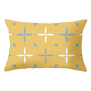 Geometric striped curved rectangle pillows yellow & teal living room