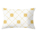 Geometric striped curved rectangle pillows yellow & teal living room