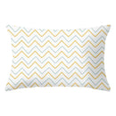 Geometric striped curved rectangle pillows yellow & teal living room