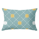 Geometric striped curved rectangle pillows yellow & teal living room