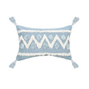 Geometric tassel tufted light blue & white star pillow covers living room