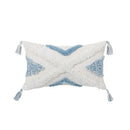 Geometric tassel tufted light blue & white star pillow covers living room