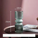 Geometric teal & green crystal clear glass vase set living room decor