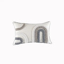 Geometric tufted beige & cream cushion cover living room tassel trim