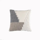Geometric tufted beige & cream cushion cover living room tassel trim