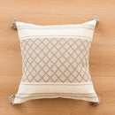 Geometric tufted beige & cream cushion cover living room tassel trim