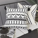 Geometric tufted black & white cushion cover living room tassel decor