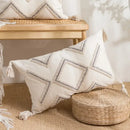 Geometric tufted cream & gold pillow covers living room decor