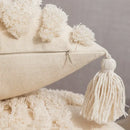 Geometric tufted fringed cushion cover cream living room pillow