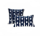 Geometric tufted navy & white cushion cover living room tassel decor