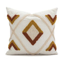 Geometric tufted plush cushion cover mustard & white living room decor
