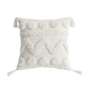 Geometric tufted tassel cushion cover beige & gray living room decor