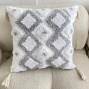 Geometric tufted tassel cushion cover beige & gray living room decor