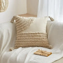 Geometric tufted tassel cushion cover beige & gray living room decor